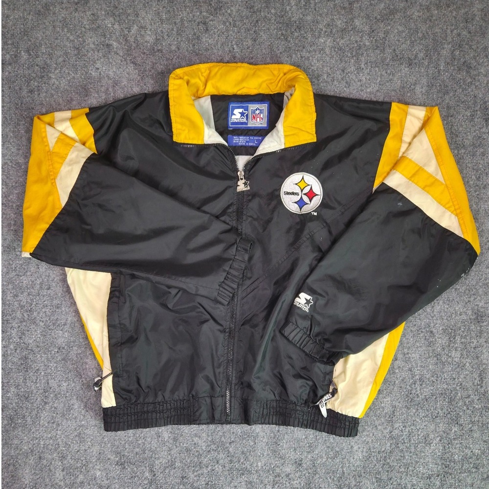 Vintage 90s Pittsburgh Steelers Jacket Mens L Starter Windbreaker Colorblock NFL